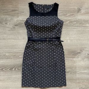 *NWT Tommy Hilfiger Belted Navy Dotted Sheath Dress